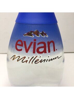 Evian Millennium Limited Edition Water Bottle Teardrop 1L Collectible Blue Clear